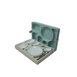 Plateau repas isotherme 6 compartiments bleu avec fermeture